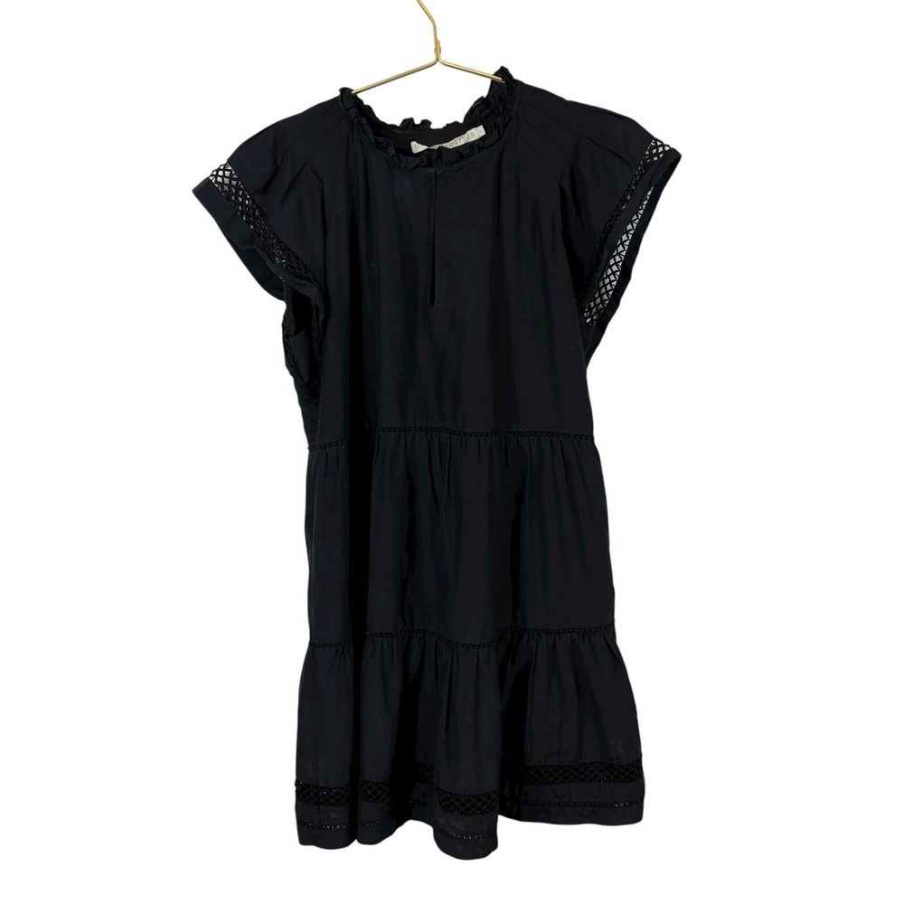 Marie‎ Oliver Black Mini Tiered Dress Silk Cotton Blend Size Small